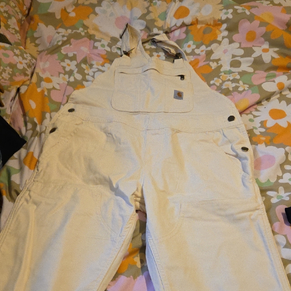 Short Carhartt Beige Overalls with Pocket Detail
